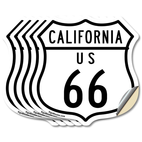 Signmission California Route Marker Shield Sign Us 6, 6 inch X 6 inch, Vinyl Decal, 5PK - SHI-D-5PACK-6-371