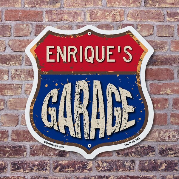 Signmission Enrique's Garage, 12 Inch X 12 Inch, Plastic Sign - SHI-P-12-383-ENRIQUE