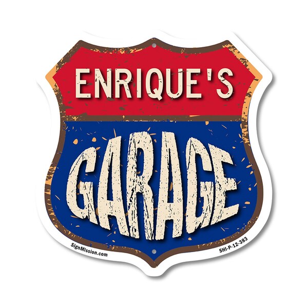 Signmission Enrique's Garage, 12 Inch X 12 Inch, Plastic Sign - SHI-P-12-383-ENRIQUE