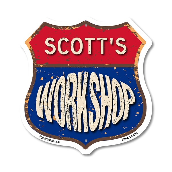 Signmission Scott's Workshop, 12 Inch X 12 Inch, Aluminum Metal Sign - SHI-A-12-489-SCOTT