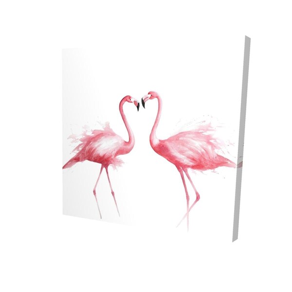 Fondo 16 x 16 in. Two Pink Flamingo Watercolor-Print on Canvas - FO3337519