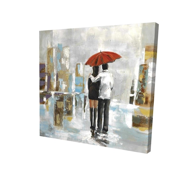 Fondo 16 x 16 in. Couple Walking Under Their Umbrella-Print on Canvas - FO2790316
