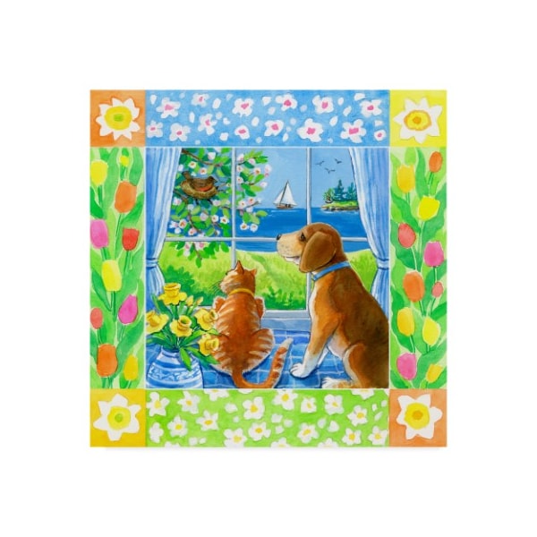 Trademark Fine Art Geraldine Aikman 'Spring Cat And Dog' Canvas Art, 14x14 - ALI35134-C1414GG