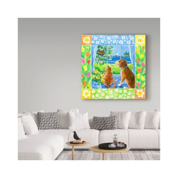 Trademark Fine Art Geraldine Aikman 'Spring Cat And Dog' Canvas Art, 14x14 - ALI35134-C1414GG