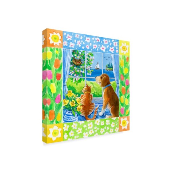 Trademark Fine Art Geraldine Aikman 'Spring Cat And Dog' Canvas Art, 14x14 - ALI35134-C1414GG