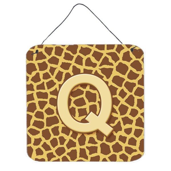 Micasa Letter Q Initial Monogram - Giraffe Aluminium Metal Wall Or Door Hanging Prints - 6 x 6 In. - MI236110
