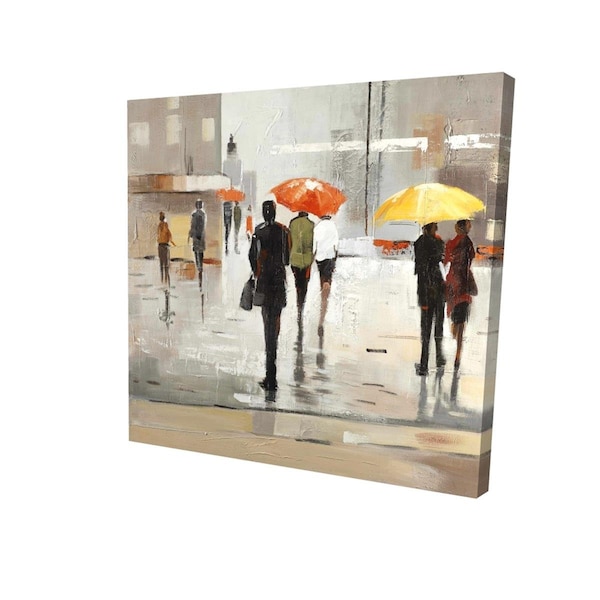 Begin Home Decor 12 x 12 in. Abstract Passersby with Umbrellas-Print on Canvas - 2080-1212-CI119
