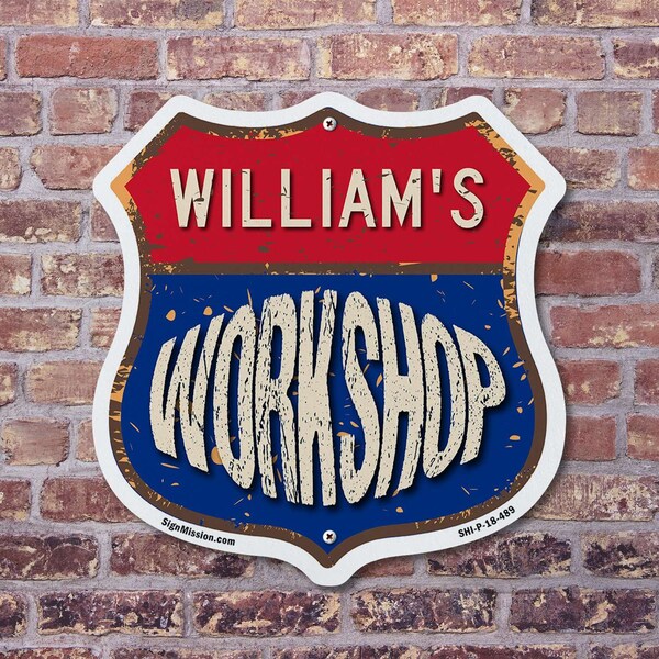 Signmission William's Workshop, 12 Inch X 12 Inch, Aluminum Metal Sign - SHI-A-12-489-WILLIAM