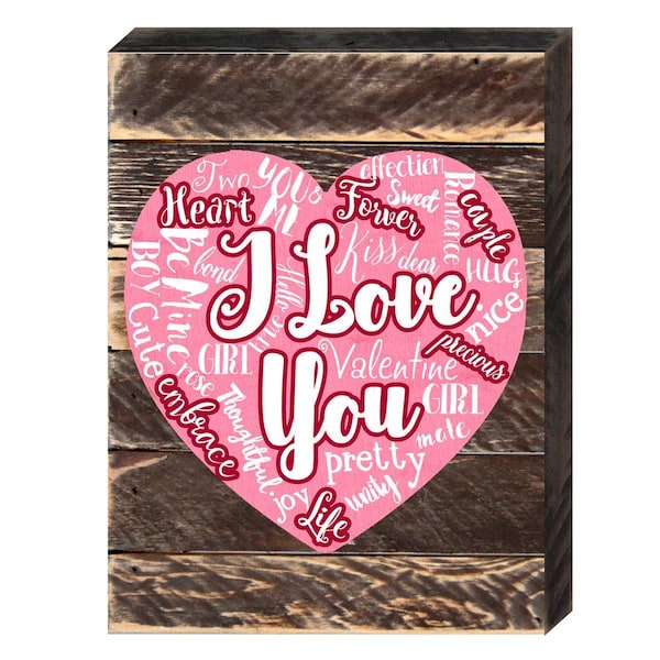 Designocracy I Love You Heart Art on Board Wall Decor - 9873118