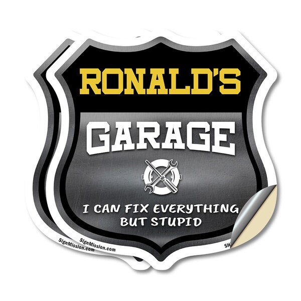 Signmission Ronald's Garage I Can Fix Everything But Stupid, 18 inch X 18 inch, Vinyl Decal, 2PK - SHI-D-2PACK-18-490-RONALD
