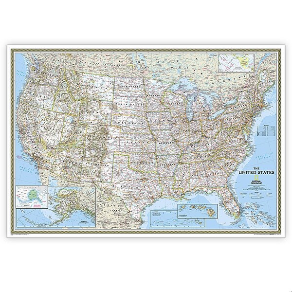 National Geographic United States Classic Map, Enlarged and Laminated, 69.25'' x 48'' - RE00602987