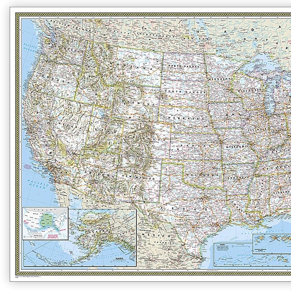 National Geographic United States Classic Map, Enlarged and Laminated, 69.25'' x 48'' - RE00602987