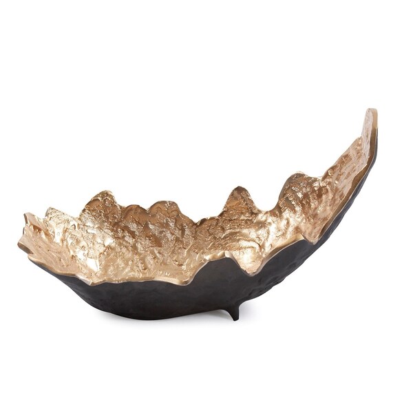 Howard Elliott Cracked Edge Ebony Tray With Gold Interior small - 41052