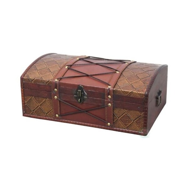 Vintiquewise Pirate Treasure Chest with Leather X - QI003033