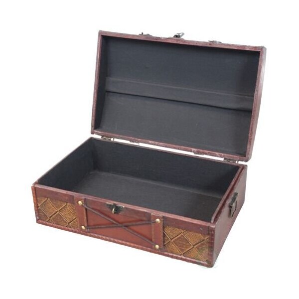 Vintiquewise Pirate Treasure Chest with Leather X - QI003033