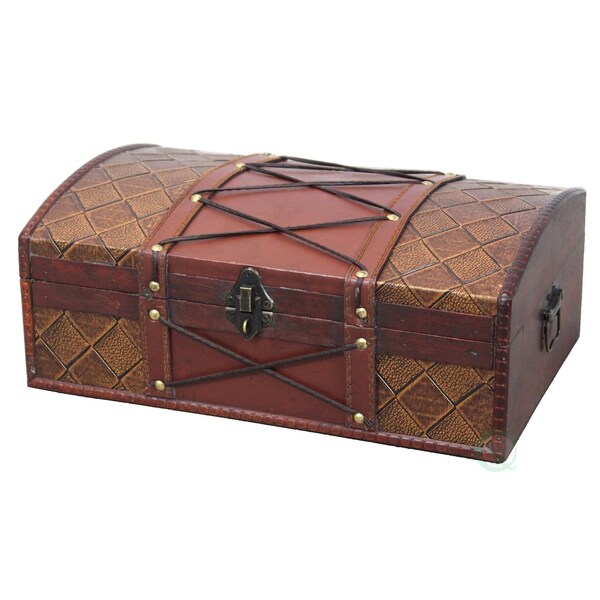 Vintiquewise Pirate Treasure Chest with Leather X - QI003033