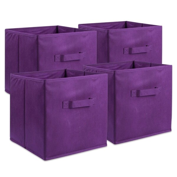 Convenience Concepts 11 x 11 x 11 in. Nonwoven Pp Solid Square Storage Cube, Eggplant - Set of 4 - HI2567743
