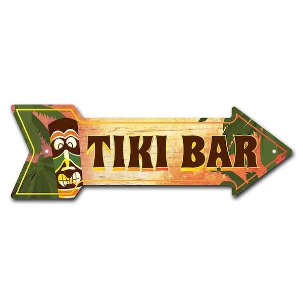 Signmission Tiki Bar 2 Arrow Sign Funny Home Decor 24in Wide - P-ARROW8-999569