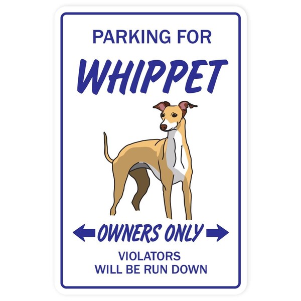Amistad 8 x 12 in. Whippet Decal Dog Pet Parking Decals - Hound Boarding Kennel Breeder - AM3893483