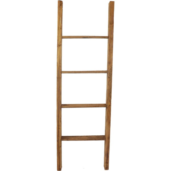 Ekena Millwork 19"W x 60"H x 3 1/2"D Vintage Farmhouse 4 Rung Ladder, Barnwood Decor Collection, Weathered Brown - DECR019X060X04LDRBR