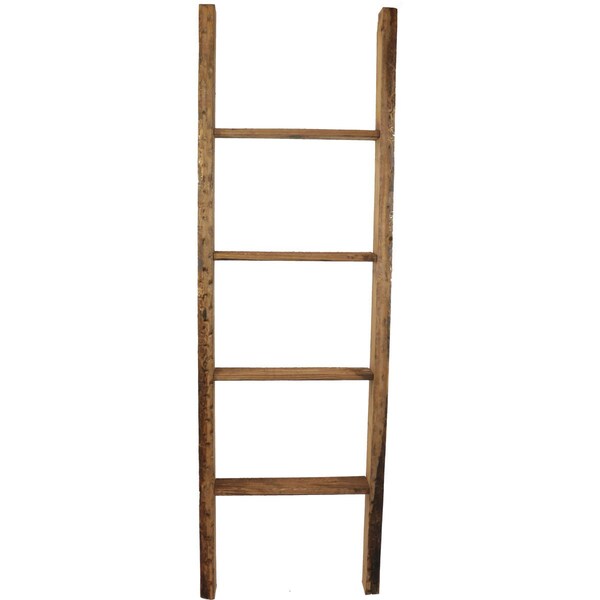 Ekena Millwork 19"W x 60"H x 3 1/2"D Vintage Farmhouse 4 Rung Ladder, Barnwood Decor Collection, Weathered Brown - DECR019X060X04LDRBR