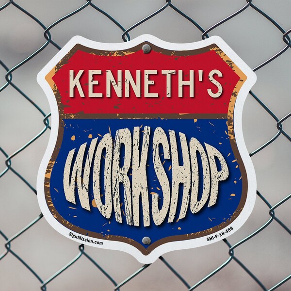 Signmission Kenneth's Workshop, 18 Inch X 18 Inch, Plastic Sign - SHI-P-18-489-KENNETH
