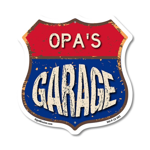 Signmission Opa's Garage, 12 Inch X 12 Inch, Plastic Sign - SHI-P-12-383-OPA