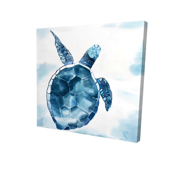 Begin Home Decor 16 x 16 in. Blue Turtle-Print on Canvas - 2080-1616-AN393