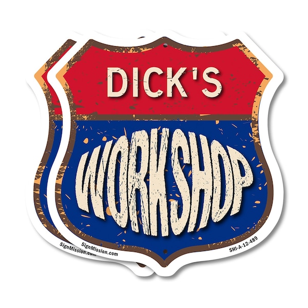 Signmission Dick's Workshop, 12 inch X 12 inch, Aluminum Metal Sign, 2PK - SHI-A-2PACK-12-489-DICK