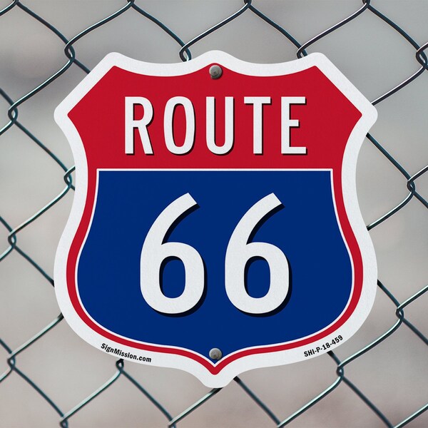 Signmission Route Marker Shield Sign Route 66, 12 Inch X 12 Inch, Plastic Sign - SHI-P-12-459