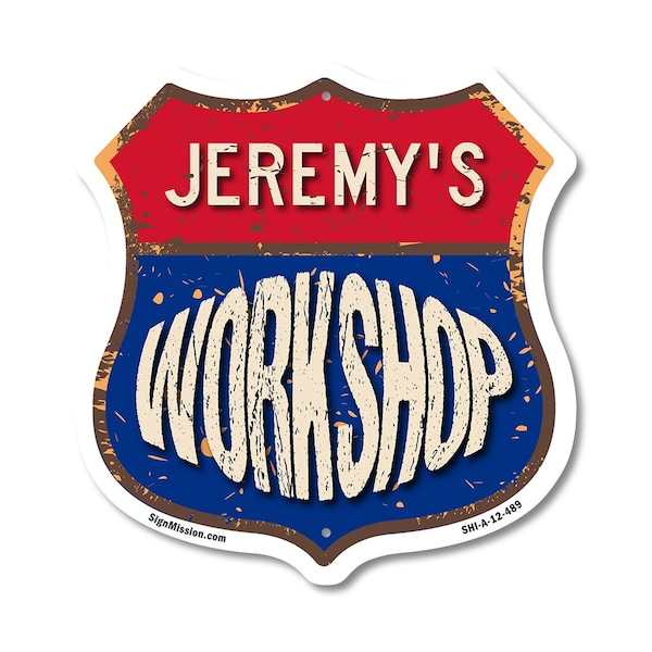 Signmission Jeremy's Workshop, 12 Inch X 12 Inch, Aluminum Metal Sign - SHI-A-12-489-JEREMY