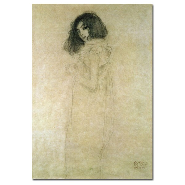 Trademark Fine Art Gustav Klimt 'Portrait of a Young Woman 1896-97' Canvas Art, 14x19 - BL0062-C1419GG