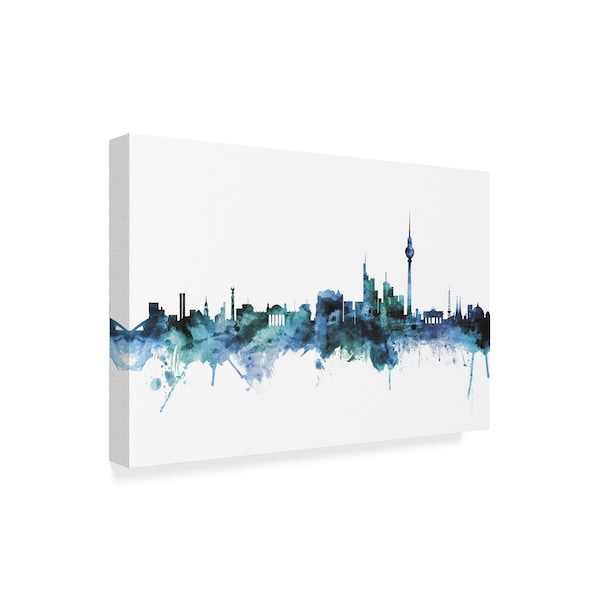 Trademark Fine Art Michael Tompsett 'Berlin Germany Skyline Blue' Canvas Art, 16x24 - MT01754-C1624GG