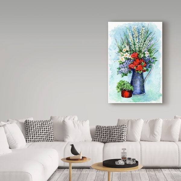 Trademark Fine Art Sher Sester 'Patriotic Flowers Sketch' Canvas Art, 16x24 - ALI20845-C1624GG