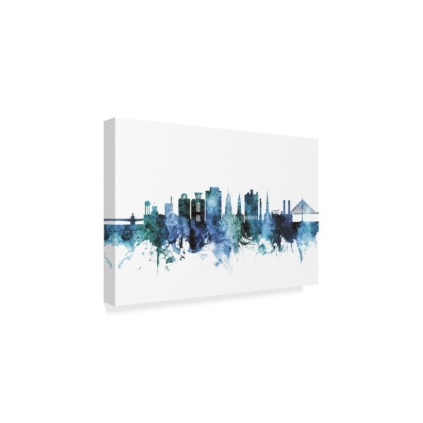 Trademark Fine Art Michael Tompsett 'Charleston South Carolina Skyline Blue' Canvas Art, 22x32 - MT02052-C2232GG