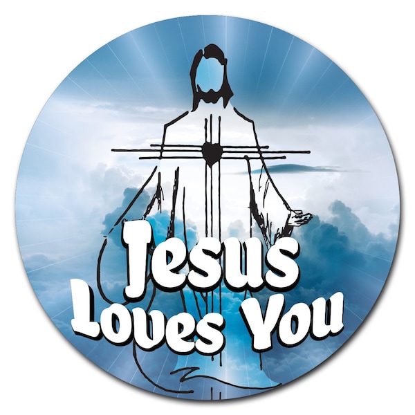 Signmission Jesus Loves You Circle Vinyl Laminated Decal - D-48-CIR-JESUS LOVES YOU