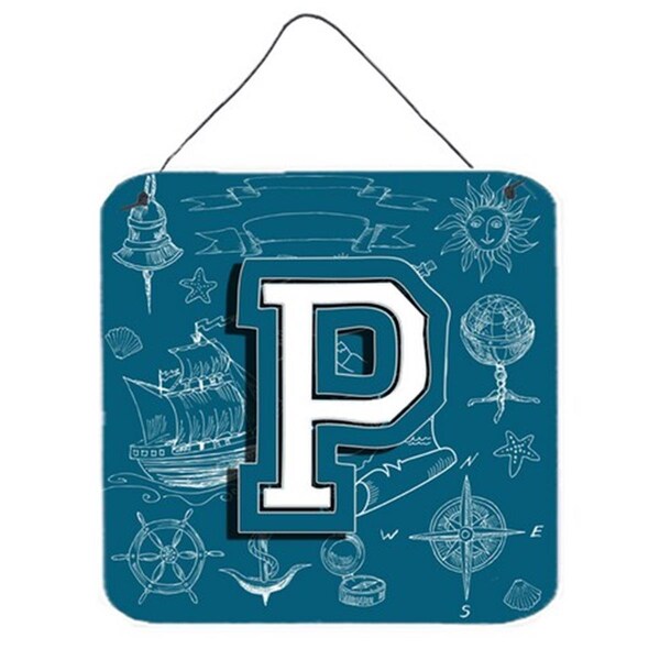 Carolines Treasures Letter P Sea Doodles Initial Alphabet Wall and Door Hanging Prints - CJ2014-PDS66