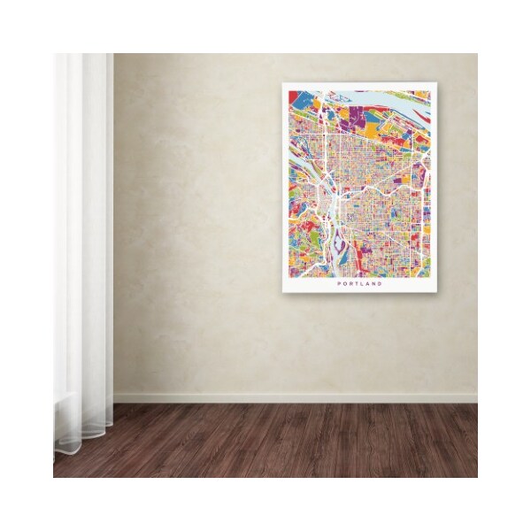 Trademark Fine Art Michael Tompsett 'Portland Oregon City Street Map' Canvas Art, 14x19 - MT01233-C1419GG
