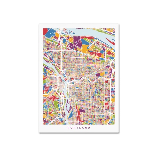 Trademark Fine Art Michael Tompsett 'Portland Oregon City Street Map' Canvas Art, 14x19 - MT01233-C1419GG