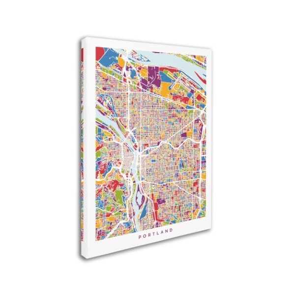 Trademark Fine Art Michael Tompsett 'Portland Oregon City Street Map' Canvas Art, 14x19 - MT01233-C1419GG