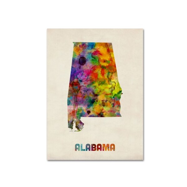 Trademark Fine Art Michael Tompsett 'Alabama Map' Canvas Art, 14x19 - MT0344-C1419GG