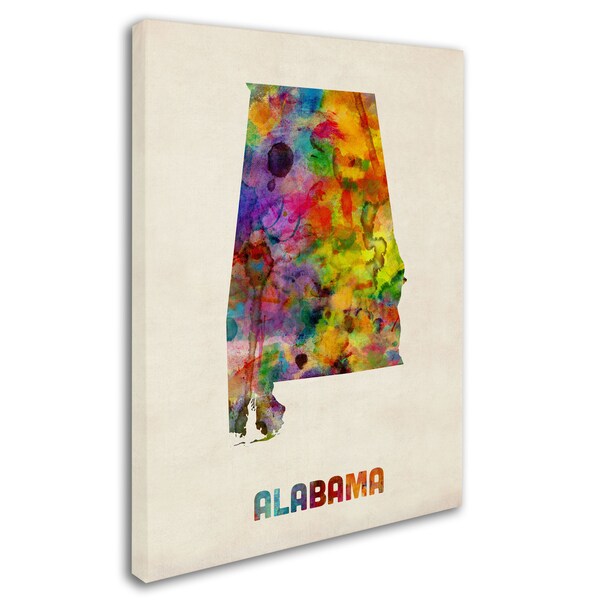 Trademark Fine Art Michael Tompsett 'Alabama Map' Canvas Art, 14x19 - MT0344-C1419GG