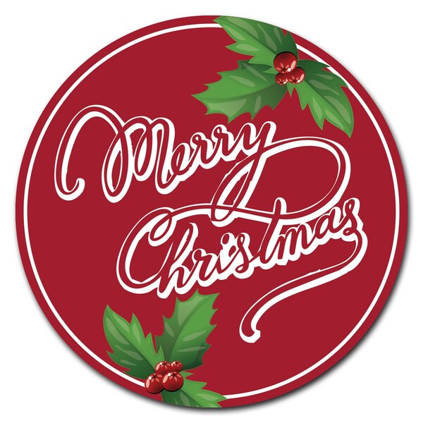 Signmission Merry Christmas 2 Circle Vinyl Laminated Decal - D-24-CIR-MERRY CHRISTMAS