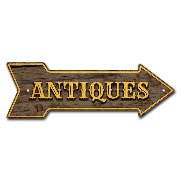 Signmission Antiques Arrow Sign Funny Home Decor 18in Wide - P-ARROW-999980