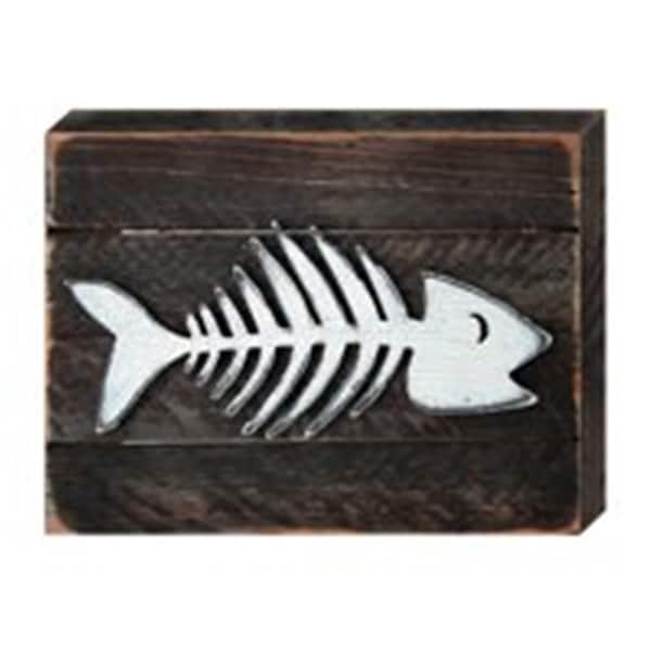 Clean Choice Vintage Fish Skeleton Art on Board Wall Decor - CL1772644