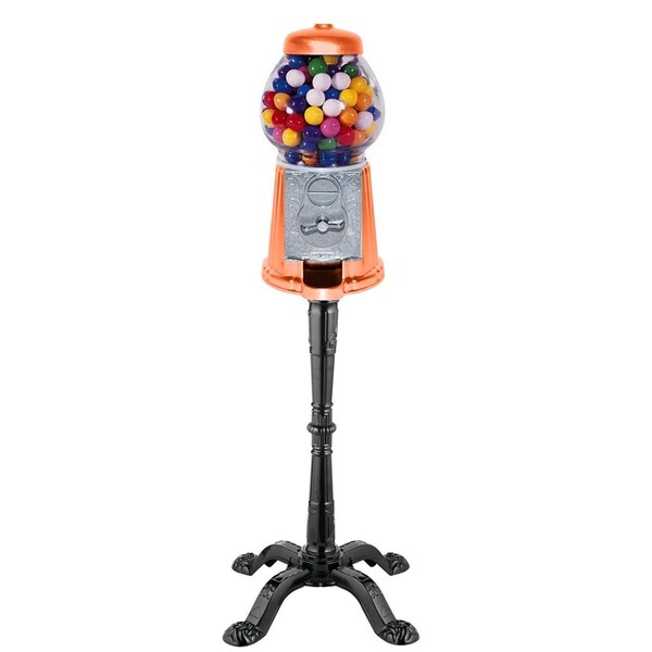 Medida 15 in. Gloss Pumpkin Orange Tall Gumball Machine with Antique Style Stand - ME2756250