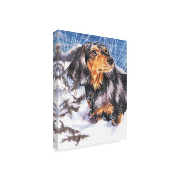 Trademark Fine Art Barbara Keith 'Dachshund In Snow' Canvas Art, 14x19 - ALI25425-C1419GG