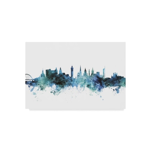 Trademark Fine Art Michael Tompsett 'Glasgow Scotland Blue Teal Skyline' Canvas Art, 22x32 - MT01478-C2232GG