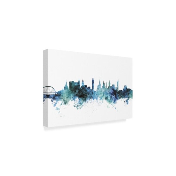 Trademark Fine Art Michael Tompsett 'Glasgow Scotland Blue Teal Skyline' Canvas Art, 22x32 - MT01478-C2232GG