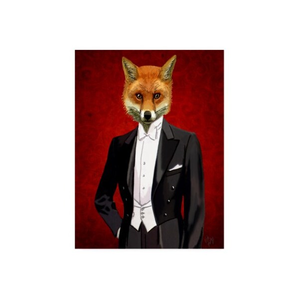 Trademark Fine Art Fab Funky 'Fox In Evening Suit, Portrait' Canvas Art, 24x32 - WAG12347-C2432GG